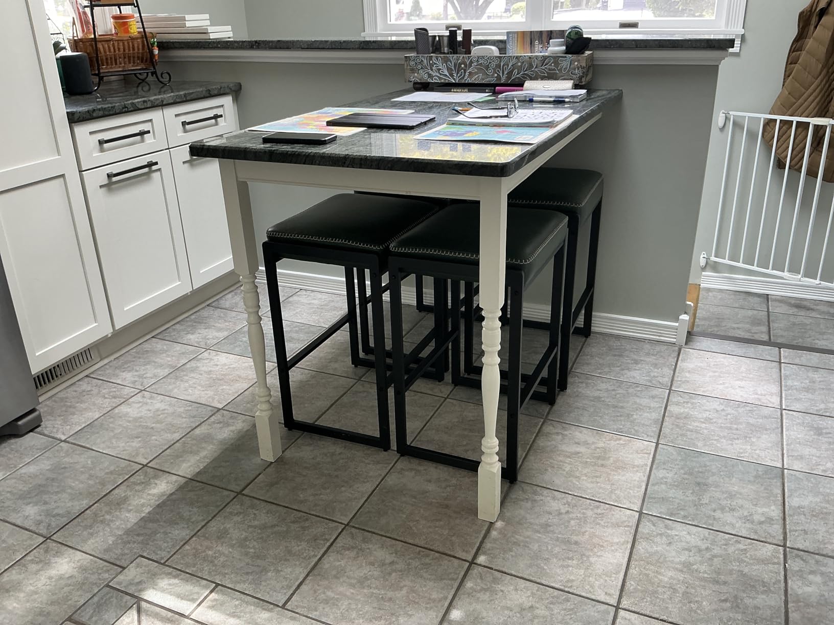 VASAGLE EKHO Collection Bar Stools Set of 4, Counter Height Bar Stools, Synthetic Leather with Stitching, Mid-Century Modern Counter Stools customer photo 2