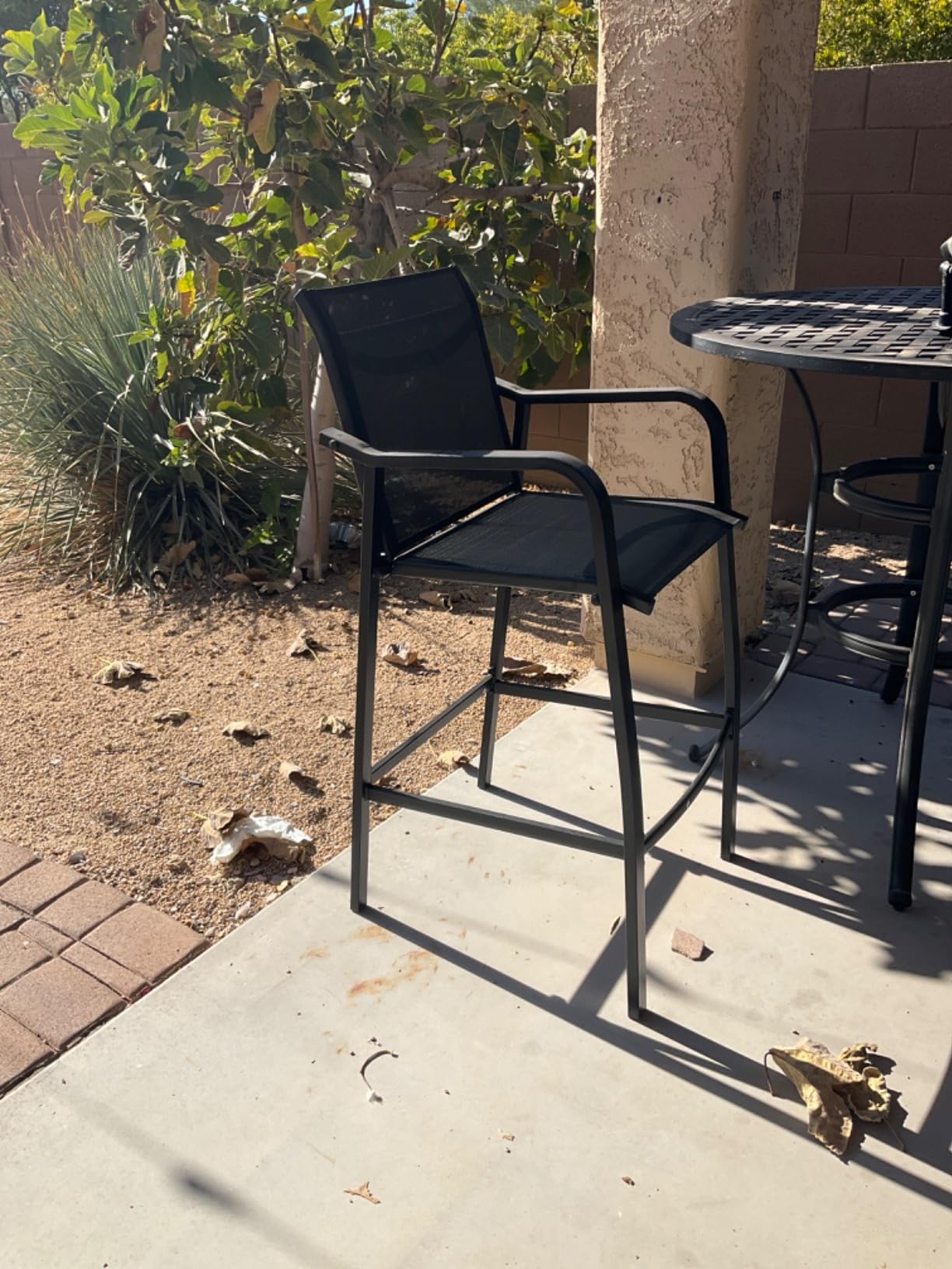 Sundale Outdoor Metal Bar Stool Set of 2, Counter Height Patio Pub Chair with Back, Quick Dry Breathable Sling Tall Barstool for Deck Balcony, Steel - Black customer photo 2