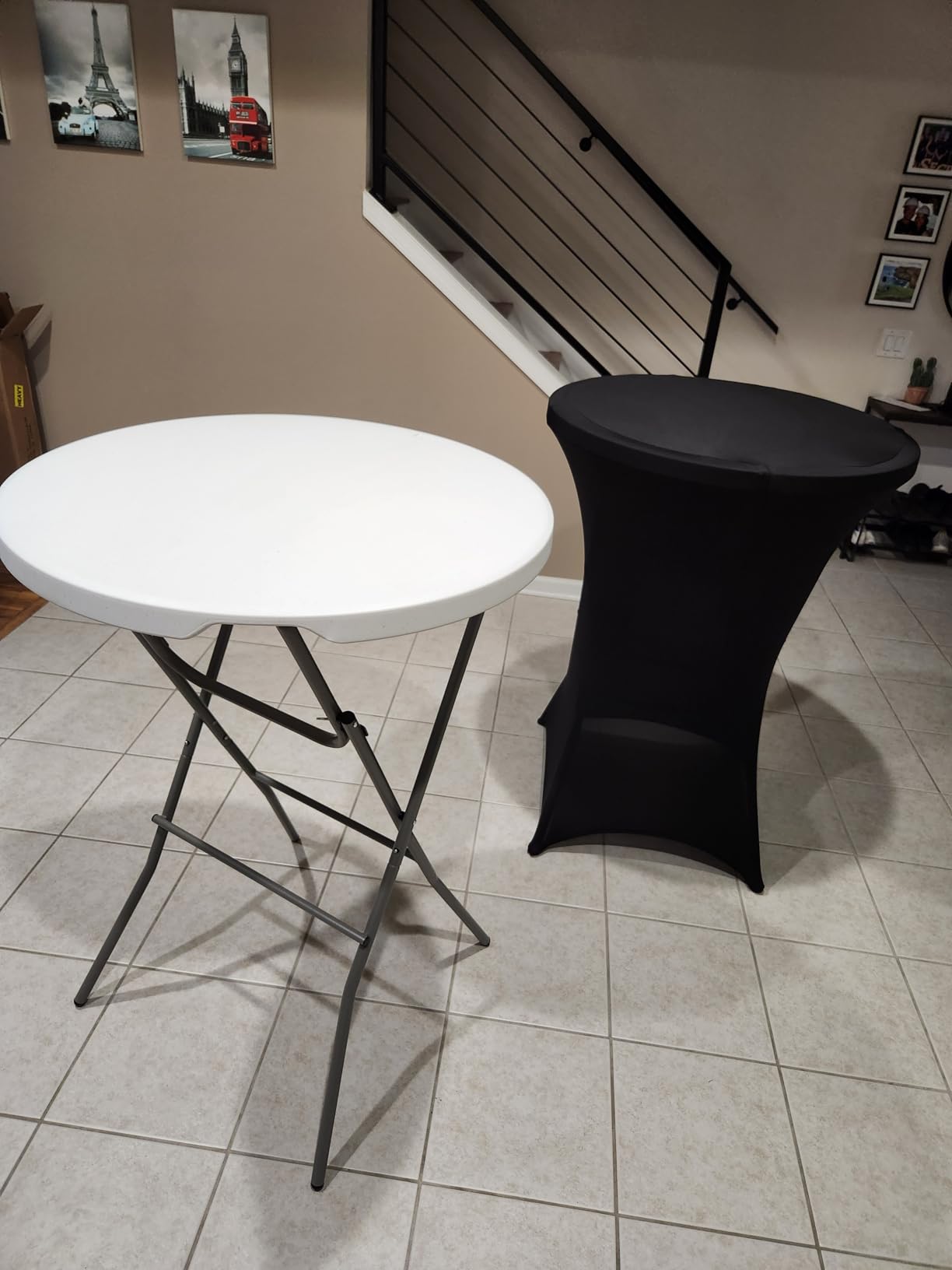 Byliable Cocktail Table 28in Folding Round High Top Indoor Outdoor with Removable Legs, Tall Bistro Foldable Bar Height Table for Parties, Patio, Backyard, Dining Room, Events, Black- 2PCS customer photo 2