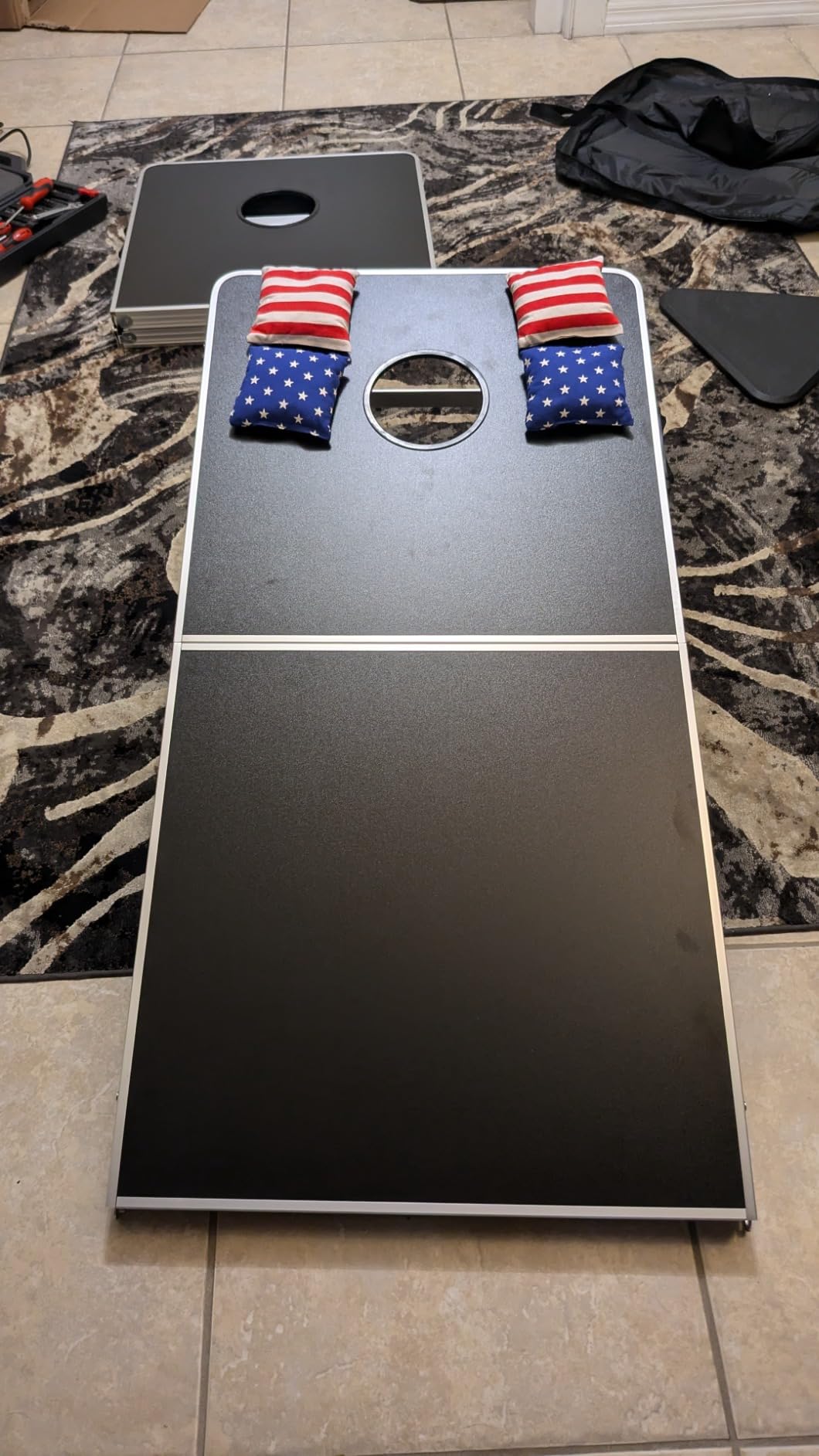 New & Improved 2-in-1 Cornhole Boards & Party Pong Table w/Optional LED Lights customer photo 1