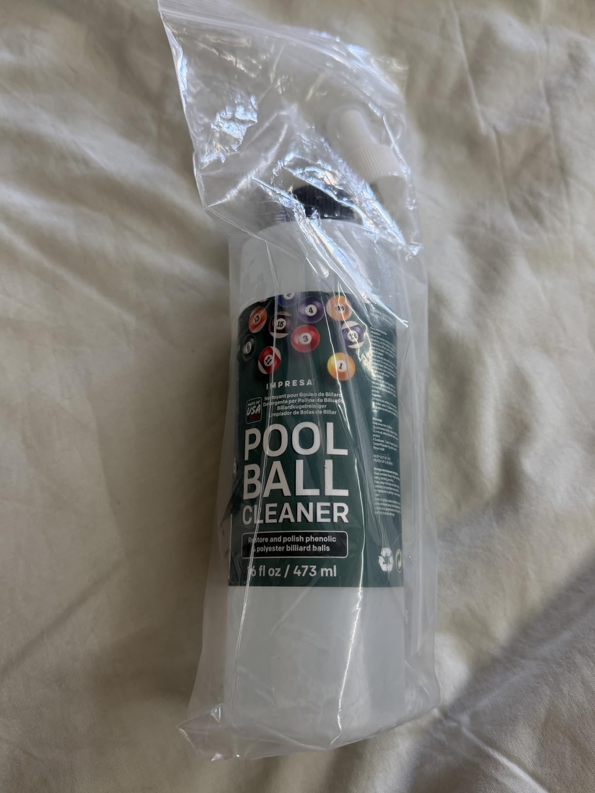 Pool Ball Cleaner & Polisher 16oz - 3-in-1 Formula Cleans, Restores & Protects Billiard Balls - Removes Chalk, Dirt & Stains - Enhances Shine & Accuracy - Safe for Phenolic Balls - Made in USA customer photo 1