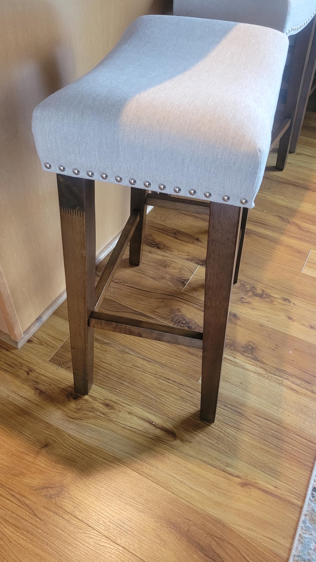 PrimeZone Counter Height Bar Stools Set of 2-26 Inch Backless Saddle Barstools with 4.3