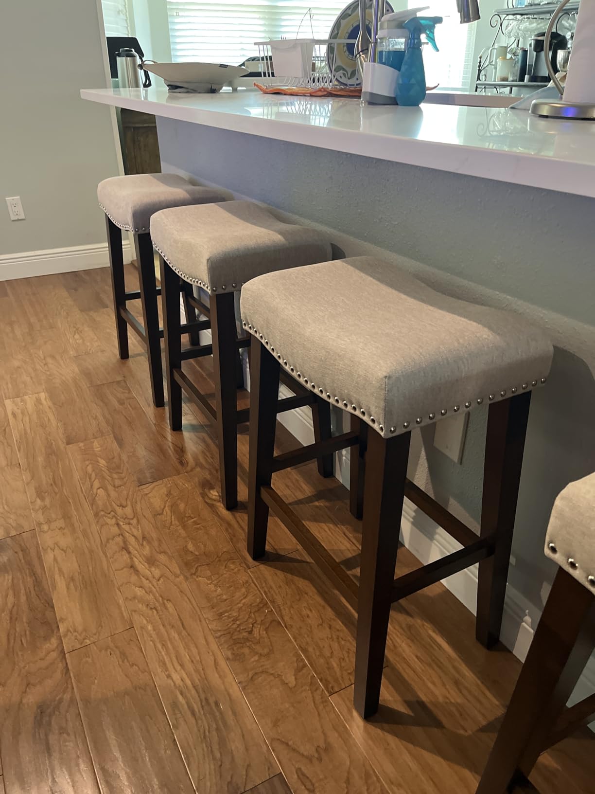 PrimeZone Counter Height Bar Stools Set of 2-26 Inch Backless Saddle Barstools with 4.3