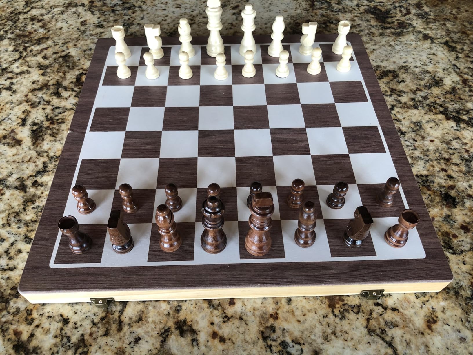 Wooden Magnetic Chess Set & Checkers Board Game, 15