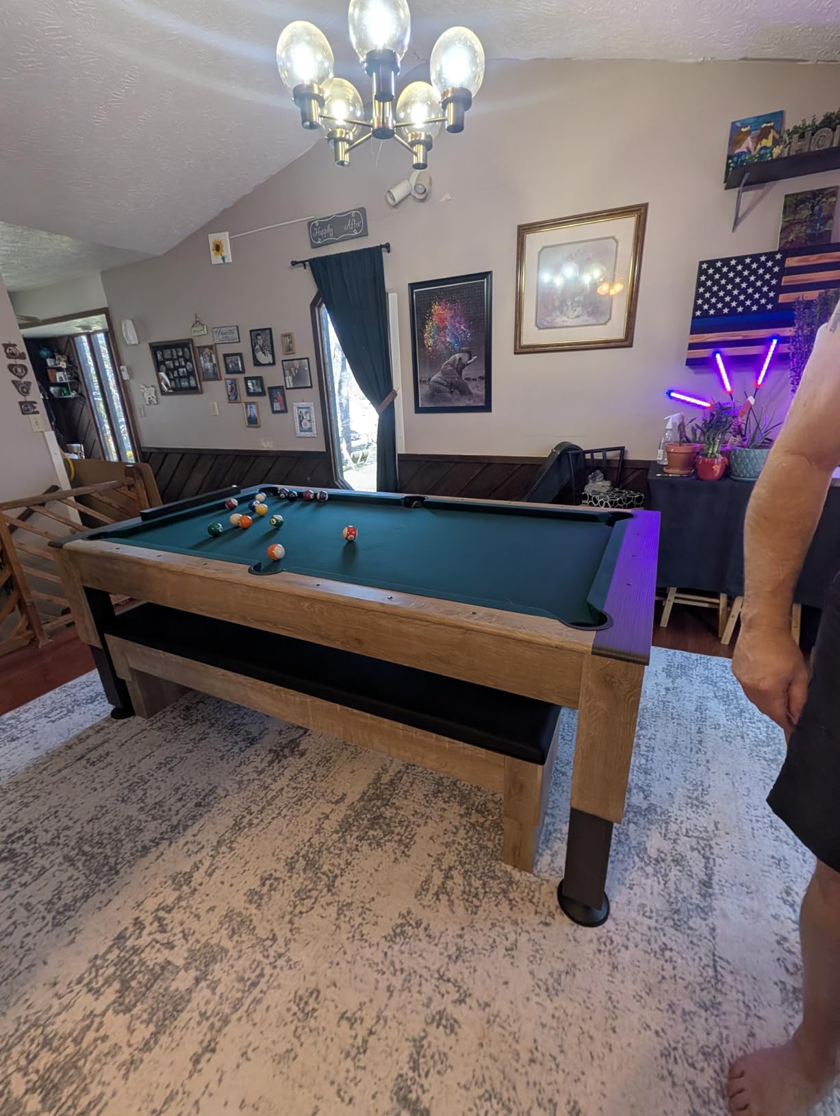 Barrington Billiards Prescott 7' Pool Table, 3-in-1 Dining Top & Table Tennis with Game Accessories & Rolling Storage Caddy customer photo 1