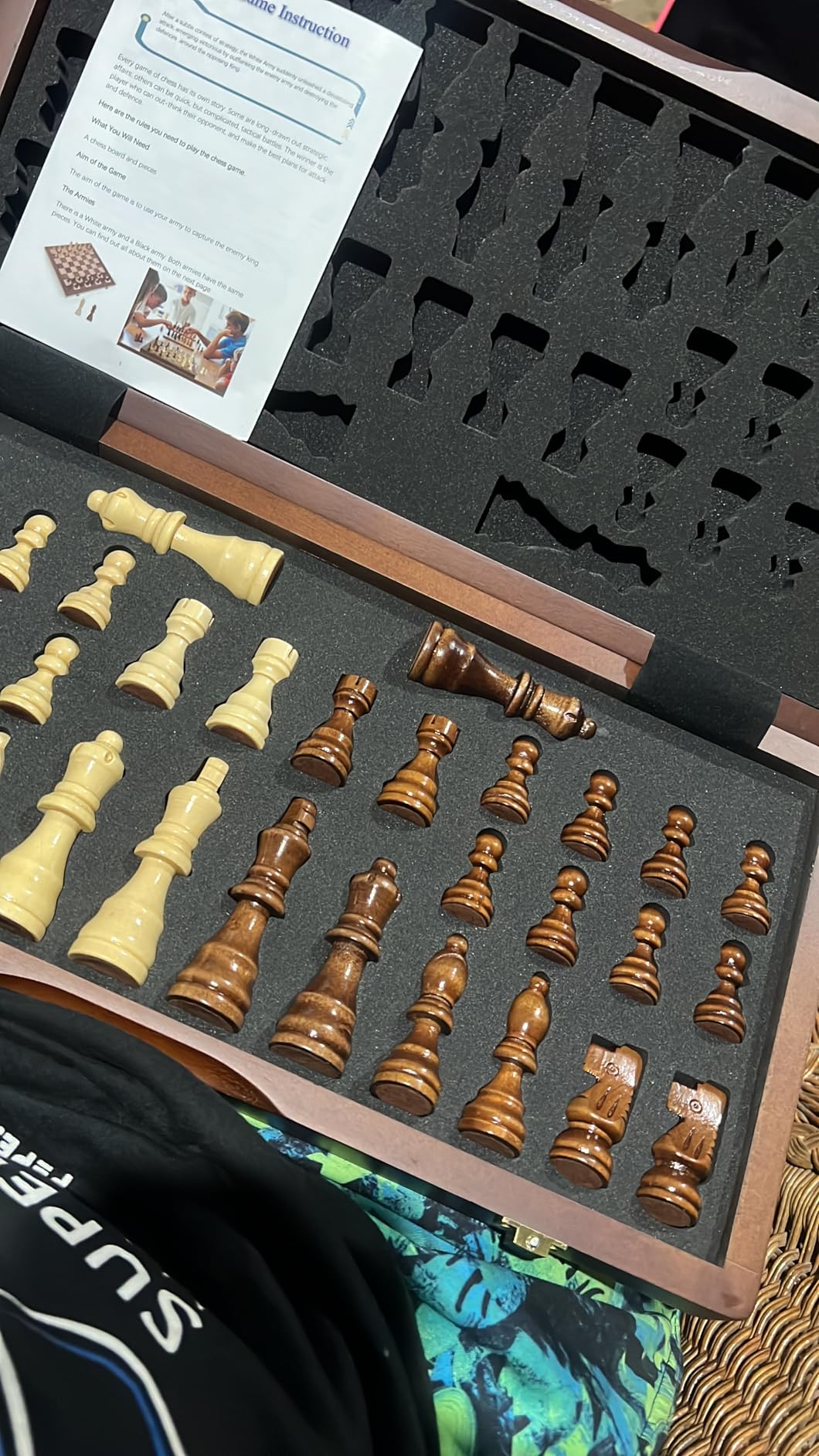 Magnetic Wooden Chess Set for Adults Kids 17'' Chess Board with Handmade Pieces, Folding Portable Travel Unique Chess Sets Game for Tournament Professional Beginner customer photo 2