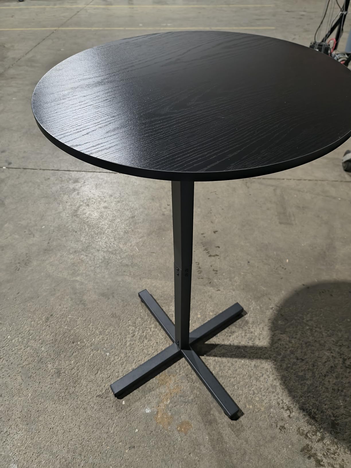 VASAGLE Round Cocktail Table, High Top Bar Pub Table with Metal Frame and Cross Base, for 2-3 People, Modern, Easy to Assemble, 23.6 x 23.6 Inches, Ebony Black ULBT361B01V1 customer photo 1