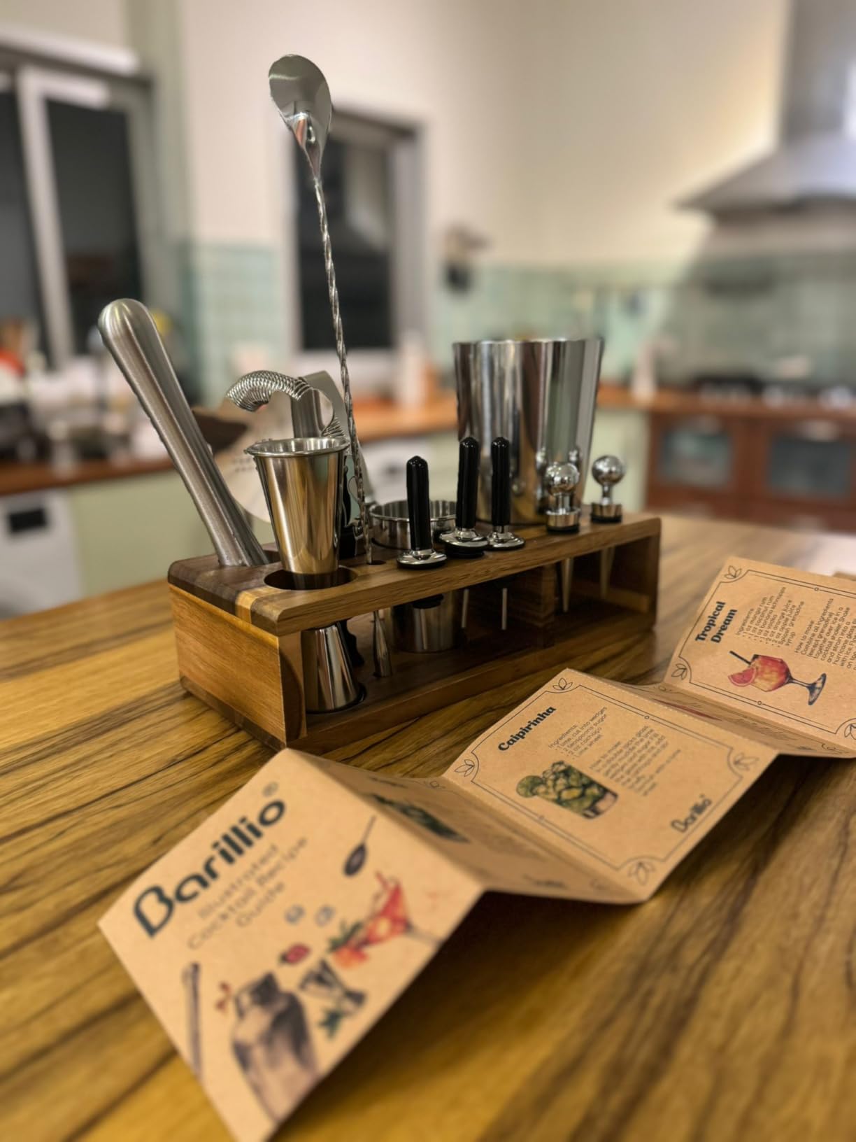 Barillio Bartender Kit - 23-Piece Stainless-Steel Cocktail Shaker Set with Premium Acacia Stand | Martini Barware Mixing Tools for Home Bartending | Gift Set customer photo 2