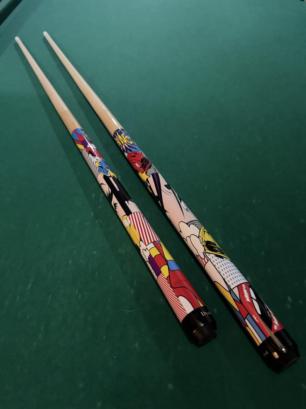 Kids Short Pool Cue Set of 2, Canadian Maple Wood, 4 Sizes (36/42/48/52 Inch) with UV-Printed Fun Designs and Leather Tip customer photo 1