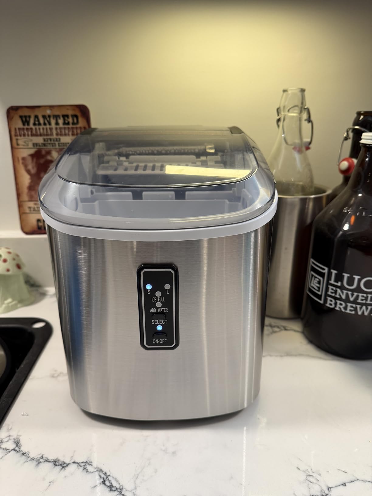 EUHOMY Ice Maker Countertop with Carry Handle, 9 Cubes Ready in 6 Mins, 26.5lbs/24H, Self-Cleaning, 2 Sizes of Bullet Ice with Basket and Scoop, Portable Ice Maker Machine for Home, Kitchen, Office customer photo 1