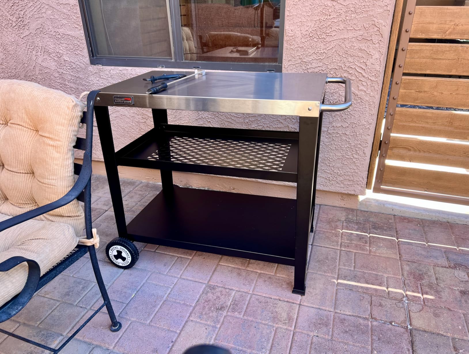 Royal Gourmet PC4401B 3-Tier Dining Cart with Wind Guard, Sturdy Structure and Ample Storage Shelves, for Indoor & Outdoor use customer photo 1