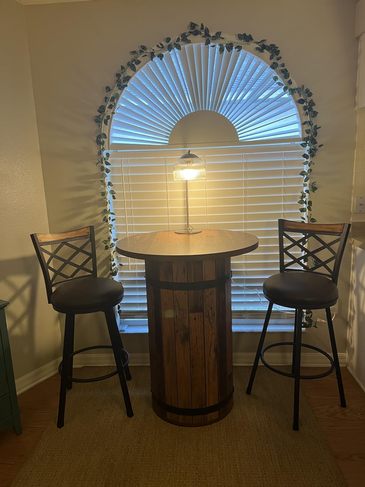 Tribesigns Round Bar Table, 39.4-Inch Bar Height, Bistro Pub Table for Kitchen, Living Room, Small Space, Brown (Only Table) customer photo 2