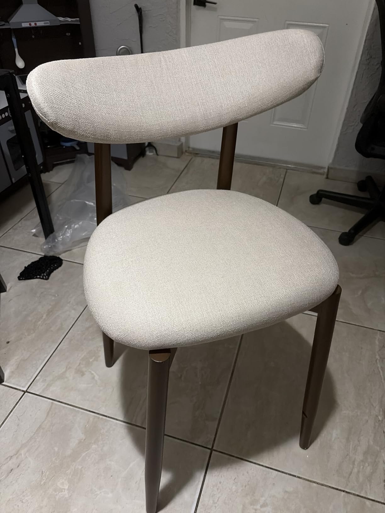 COLAMY Counter Height Bar Stools Set of 2, Kitchen Bar Stools with Back, Mid Century Modern Upholstered, with Wood Legs for Kitchen Island Dining Room, Beige customer photo 1