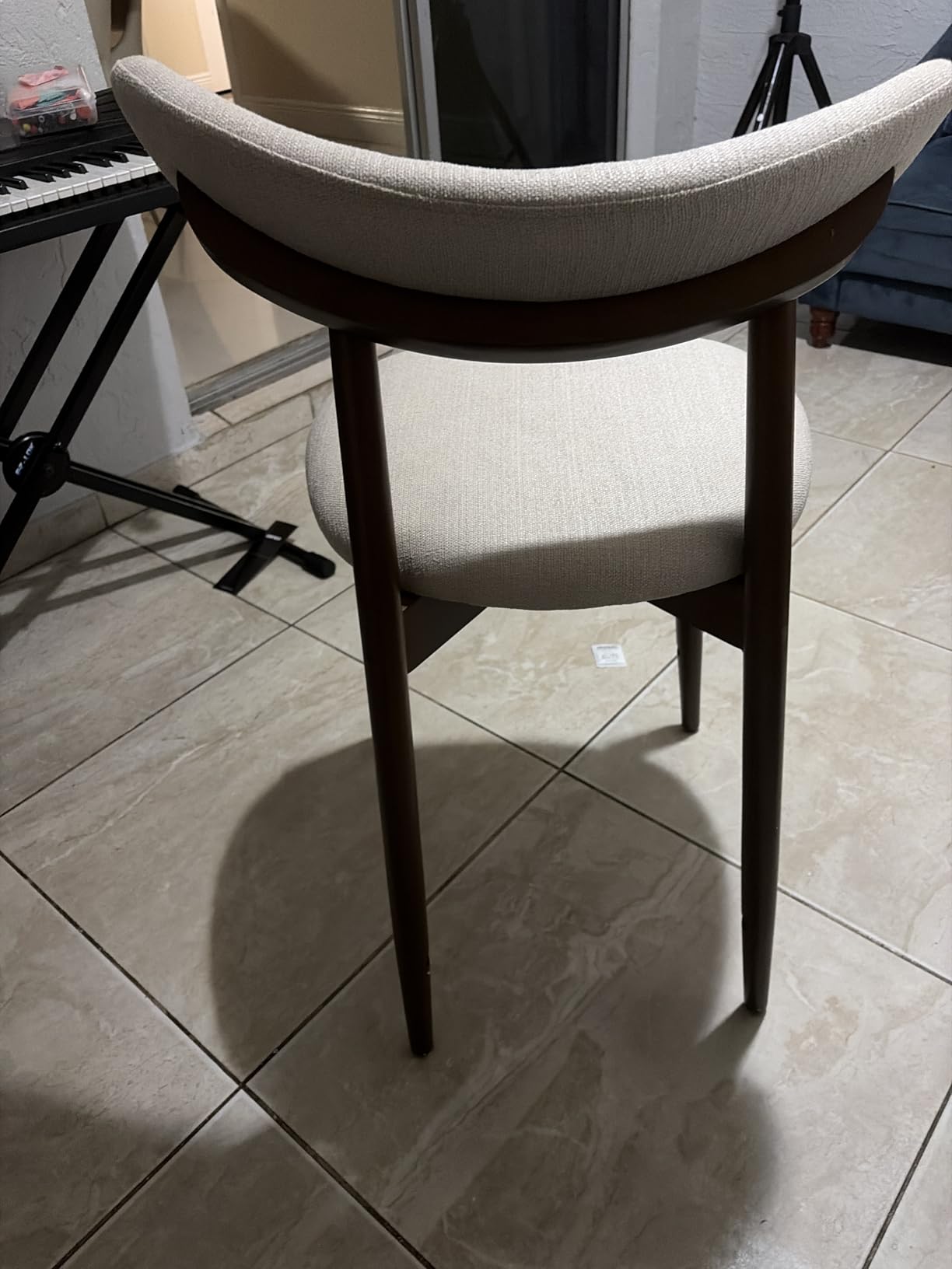 COLAMY Counter Height Bar Stools Set of 2, Kitchen Bar Stools with Back, Mid Century Modern Upholstered, with Wood Legs for Kitchen Island Dining Room, Beige customer photo 2