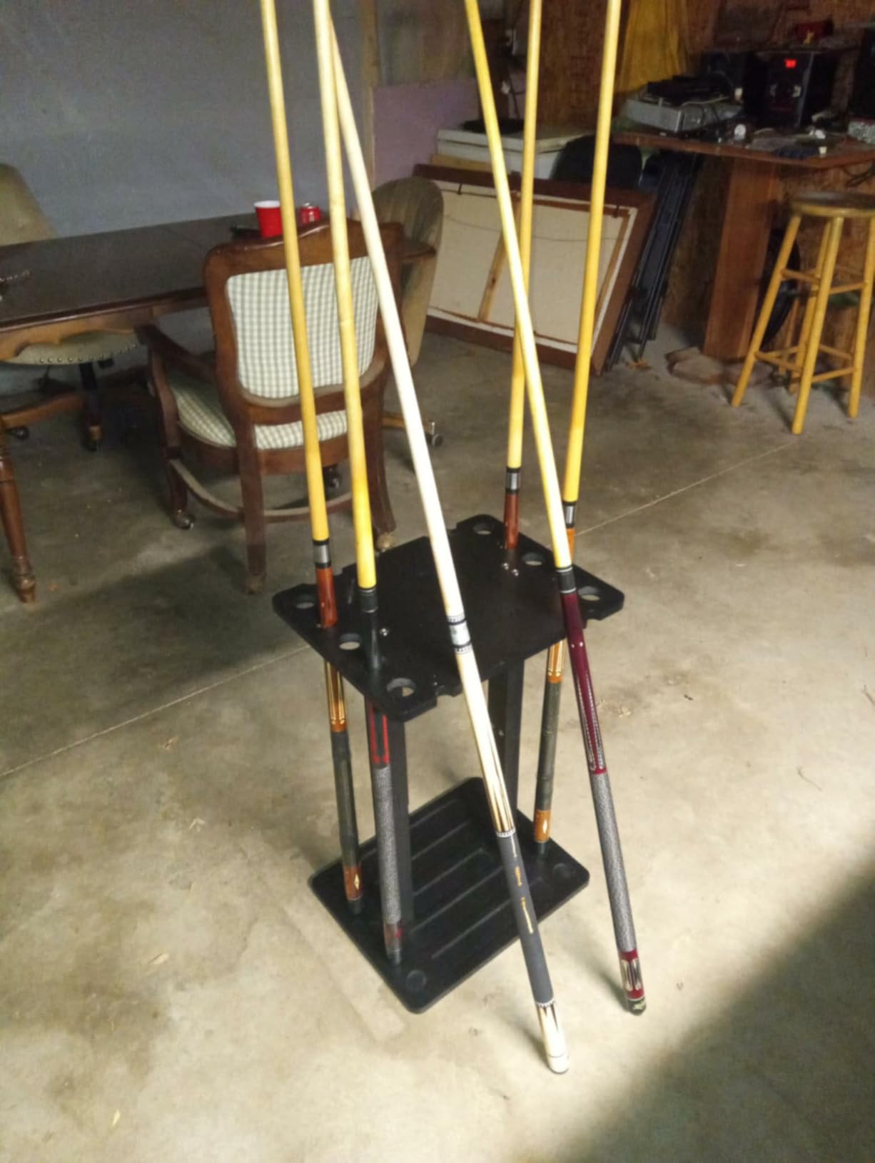 Pool Stick Holder-Pool cue holder floor stand with multiple storage designs, wood Pool Cue Rack Holder for 10 Cues Sticks Storage and Pool Ball, Billiard Cue Racks for Billiard Room Club Pool Table customer photo 2