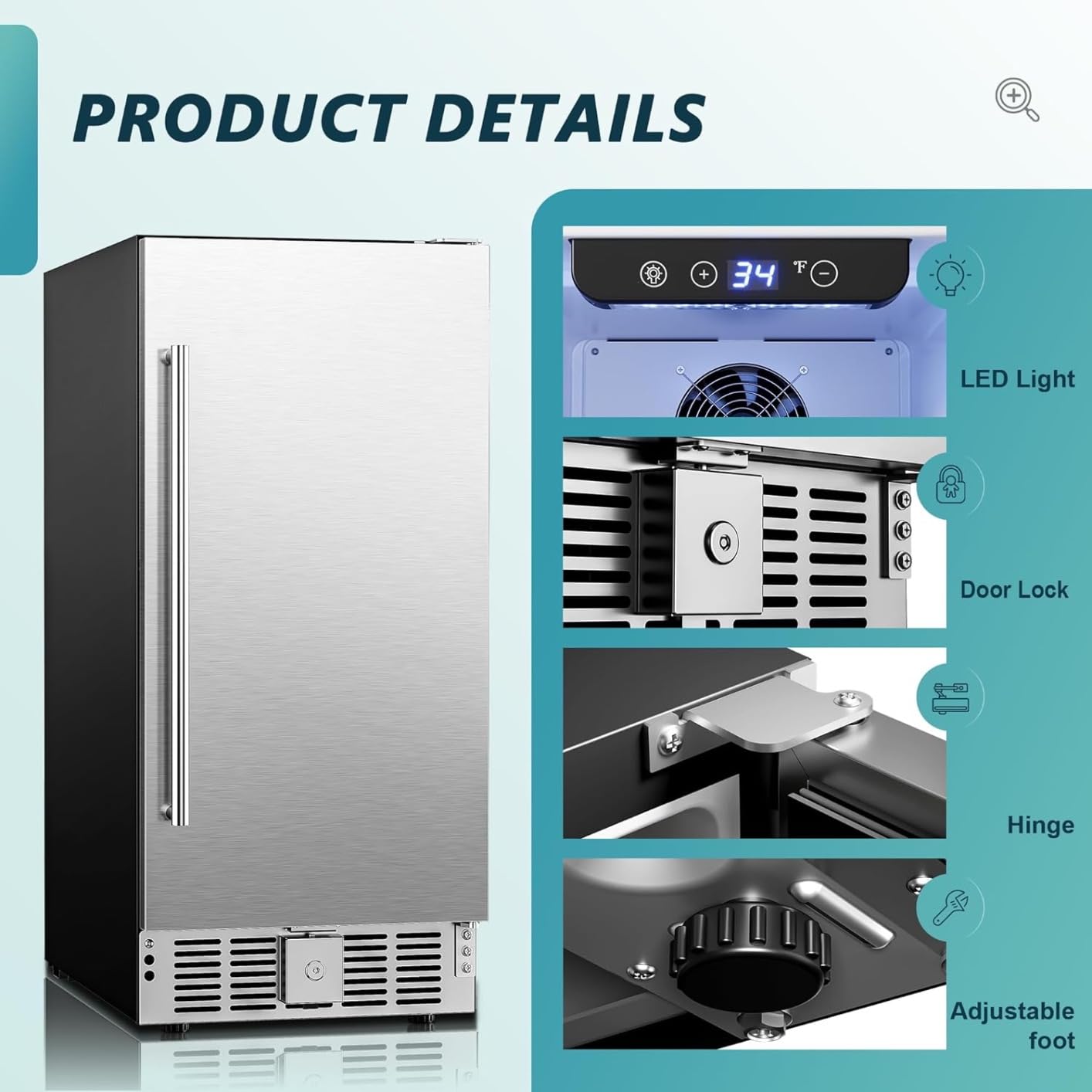 EUHOMY 24 Inch Beverage Refrigerator, Undercounter Beverage Fridge 180 Can with Stainless Steel Door for Home Patio, Beverage Cooler Built-in or Freestanding, Outdoor Refrigerator for Soda Beer Wine customer photo 1