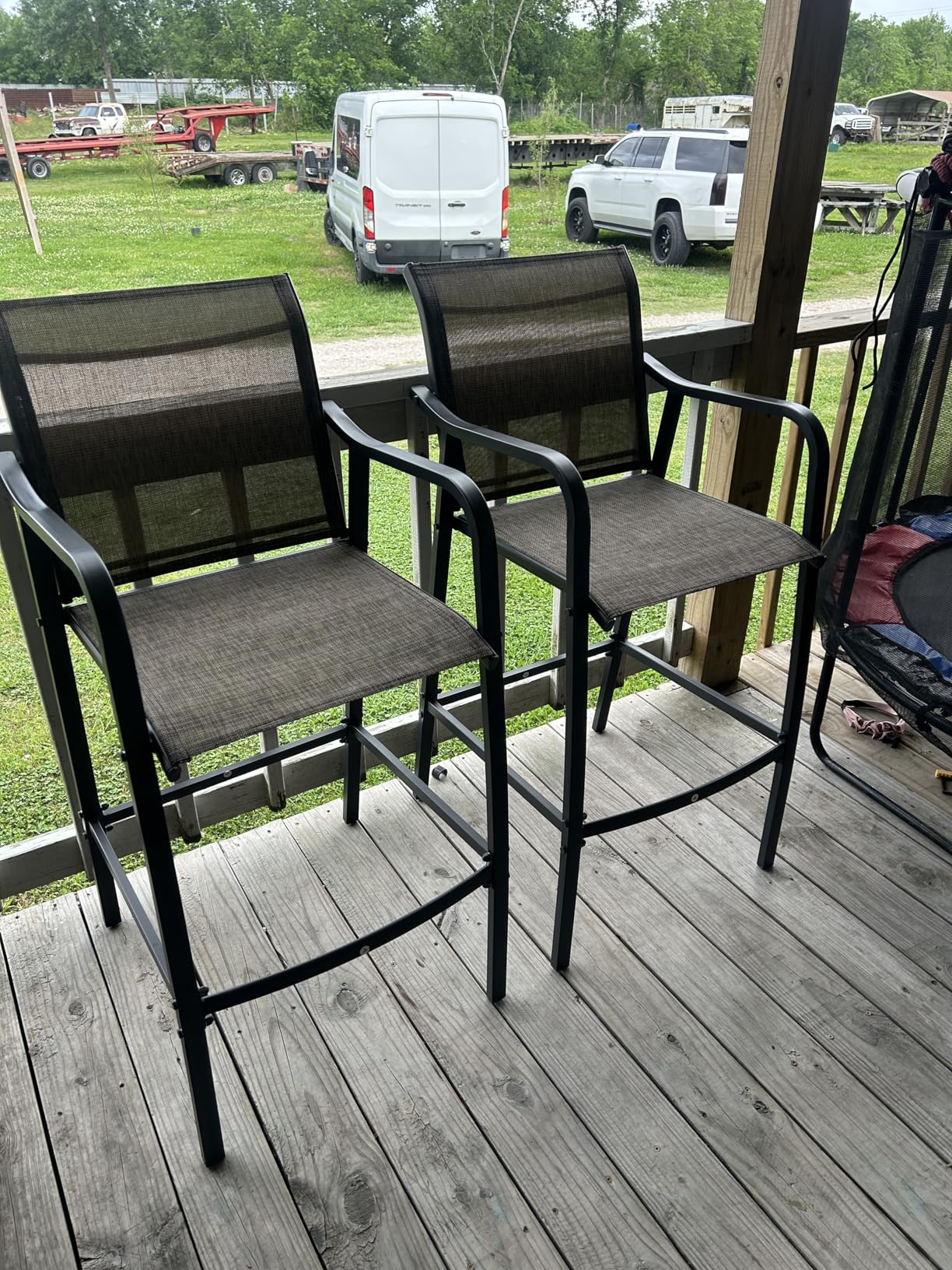 Crestlive Outdoor Bar Stools Set of 4, 500 lb Capacity Metal Patio Bar Chairs with Breathable Mesh Seat and Back - 28.7