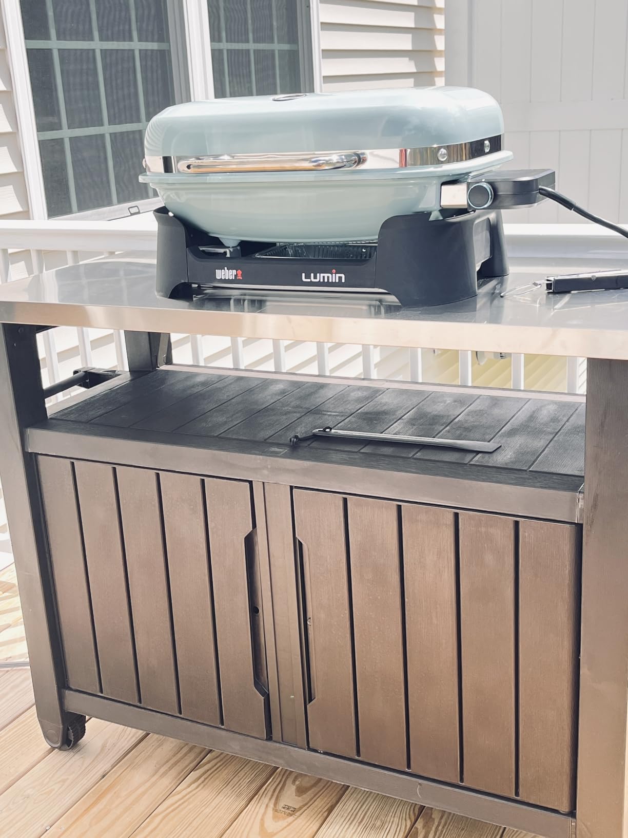 Keter Extendable Outdoor Bar Cart with Hidden Cooler, Storage Drawers & Prep Surface - Mobile Patio Serving Station with Drainage Kit customer photo 1