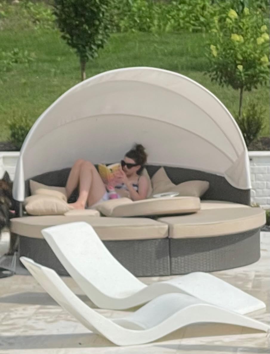 Modway Sojourn Outdoor Patio Sunbrella Sectional Daybed with Canopy in Antique Canvas Beige customer photo 1