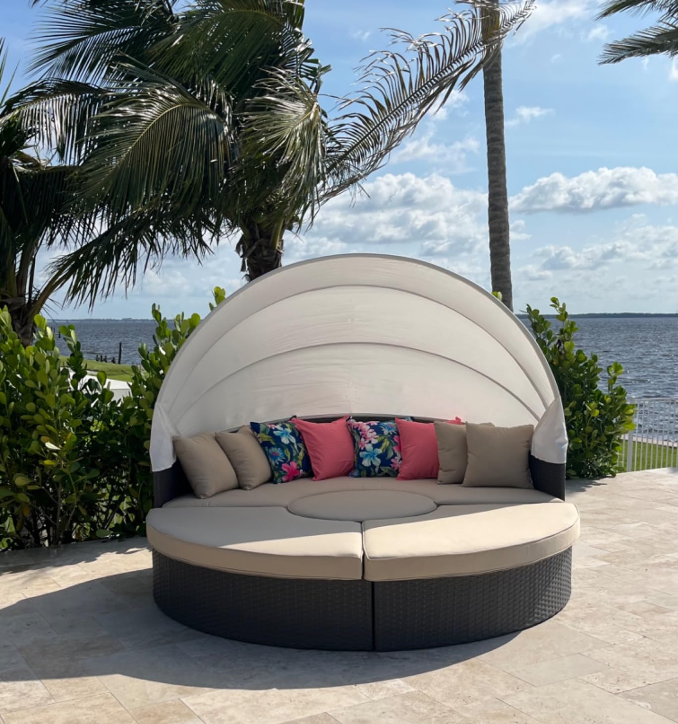 Modway Sojourn Outdoor Patio Sunbrella Sectional Daybed with Canopy in Antique Canvas Beige customer photo 2