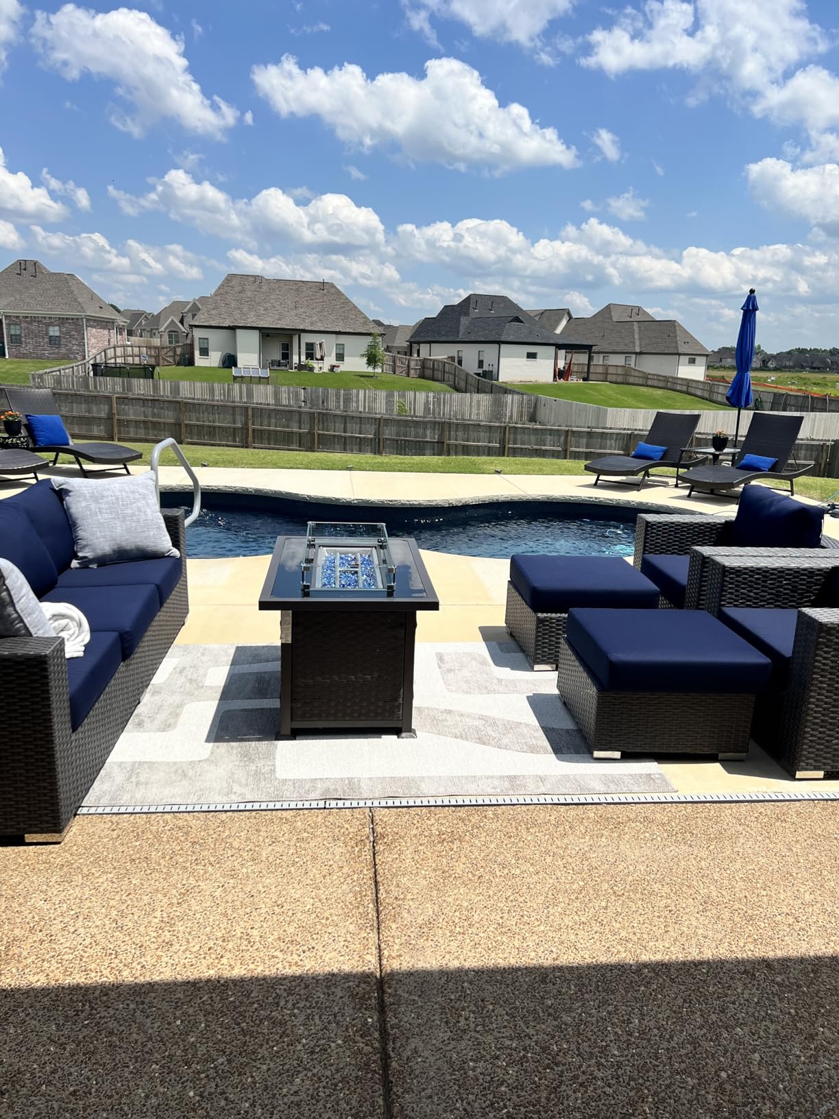 Modway Sojourn Wicker Rattan Outdoor Patio Sunbrella Fabric Sofa in Canvas Navy customer photo 1