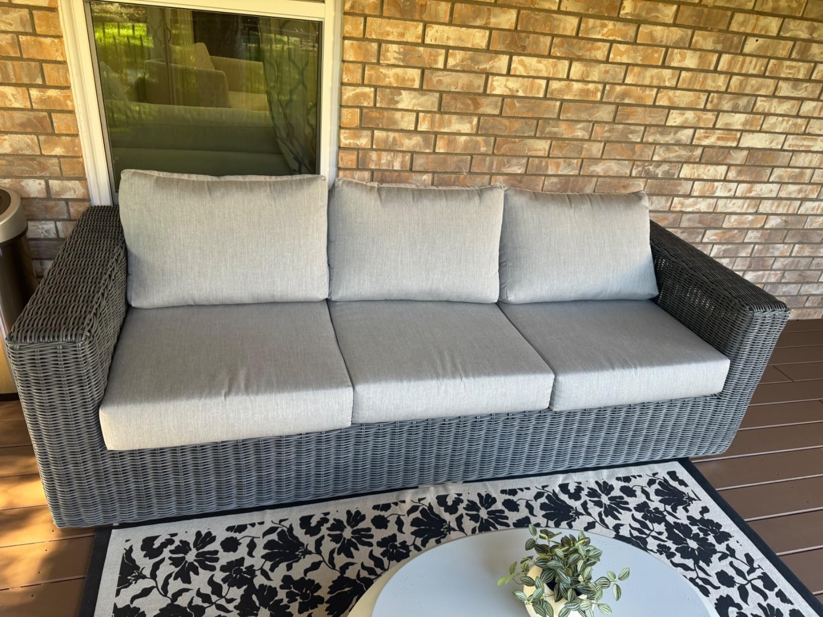 Modway Summon Wicker Rattan Outdoor Patio Sunbrella Sofa in Canvas Gray customer photo 1