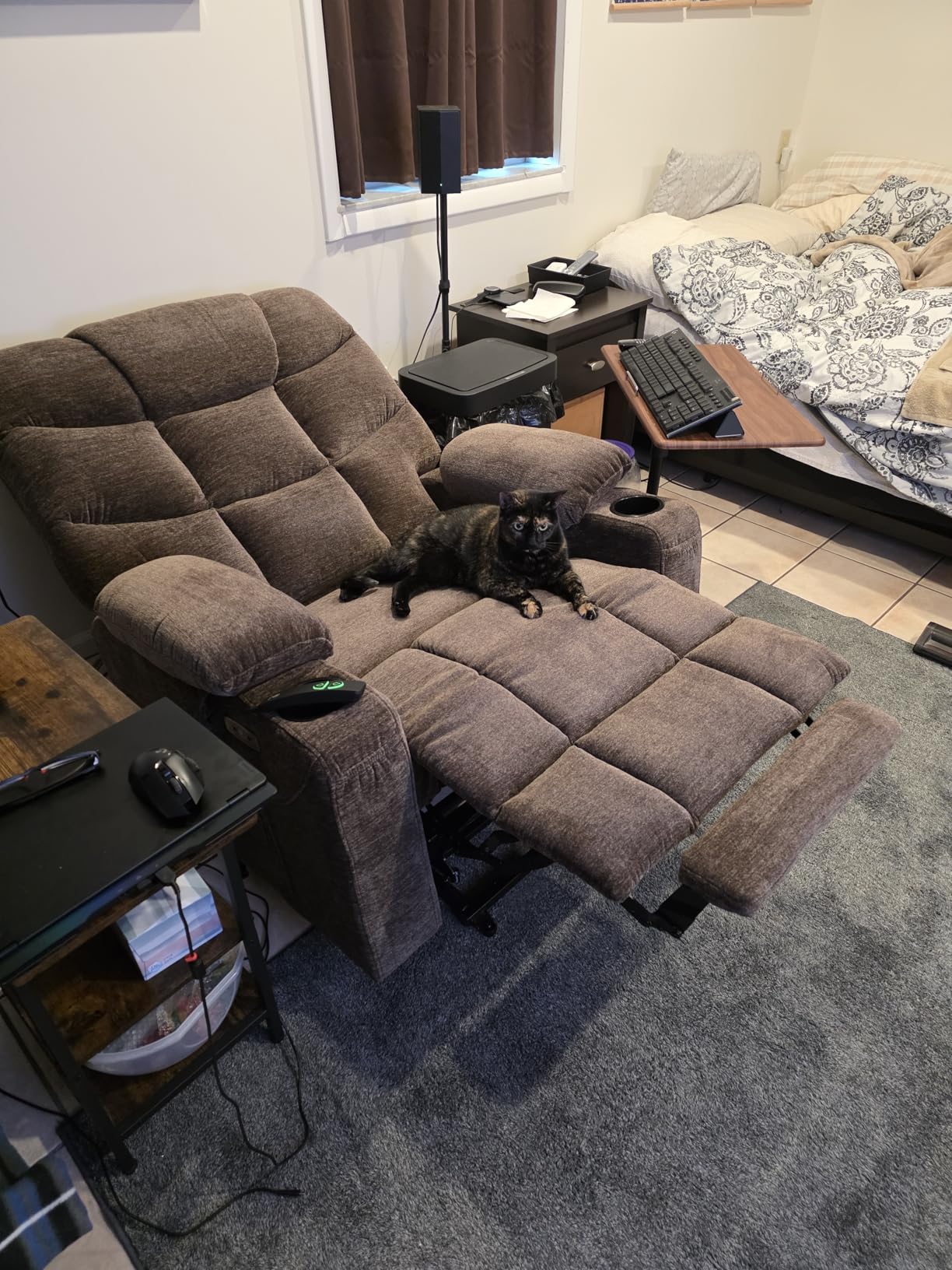 MCombo Power Lift Recliner Chair with Extended Footrest for Elderly People, Fabric 7287 (Brown, Medium) customer photo 1