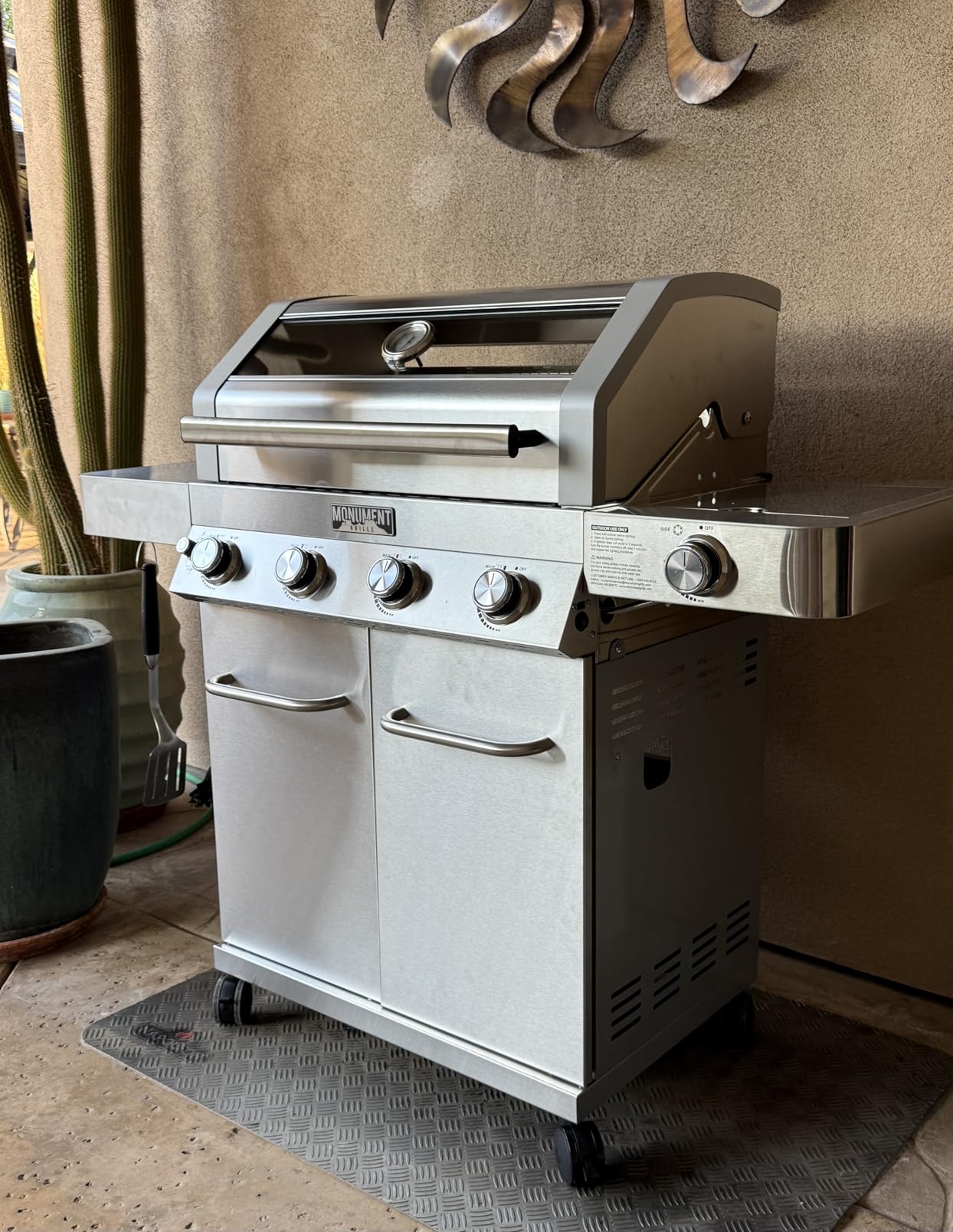 Monument Grills Larger Convertible 4 Burner Natural Gas Grill Stainless Steel Cabinet Style Propane Grills, LED Controls, Side Burner customer photo 1