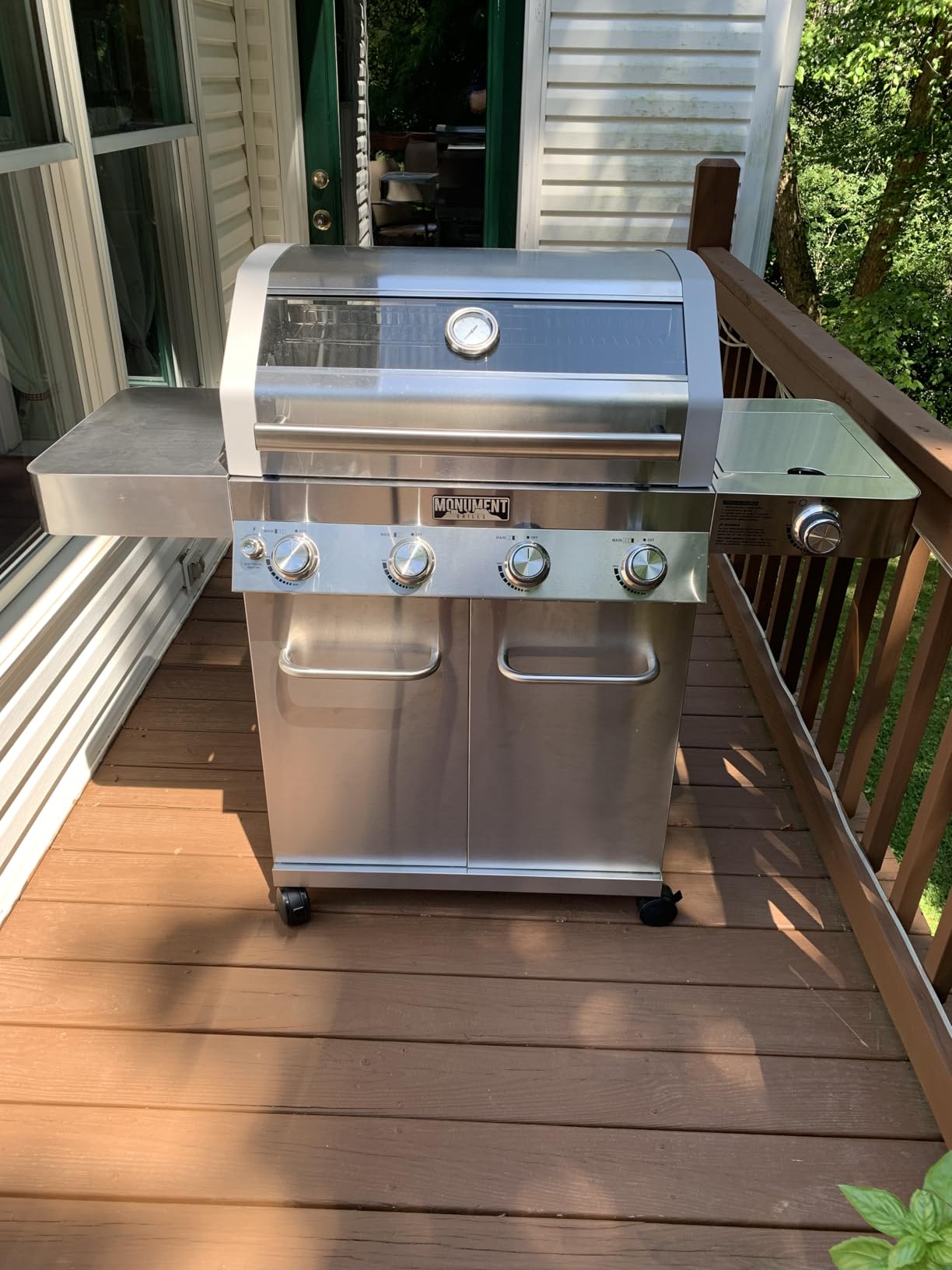 Monument Grills Larger Convertible 4 Burner Natural Gas Grill Stainless Steel Cabinet Style Propane Grills, LED Controls, Side Burner customer photo 2