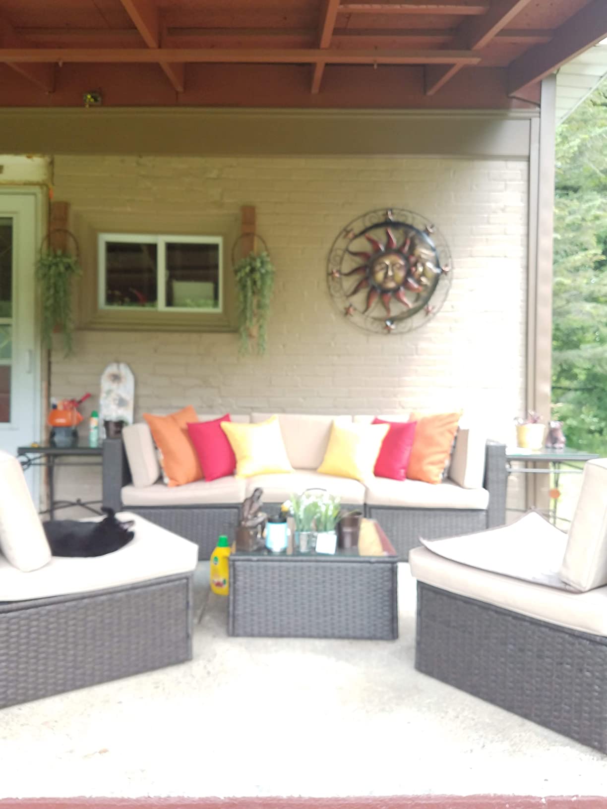 Vongrasig 6 Pieces Patio Furniture Set, Outdoor Sectional Patio Sofa Couch, PE Wicker Rattan Patio Set with Coffee Table for Garden, Backyard, Poolside (Beige) customer photo 2