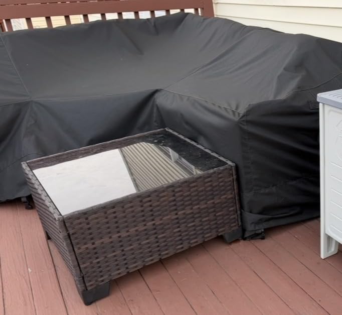 Easy-Going 600D Patio V-Shaped Sectional Sofa Cover, Waterproof Outdoor Sectional Cover, Heavy Duty Garden Furniture Cover with Air Vent 89