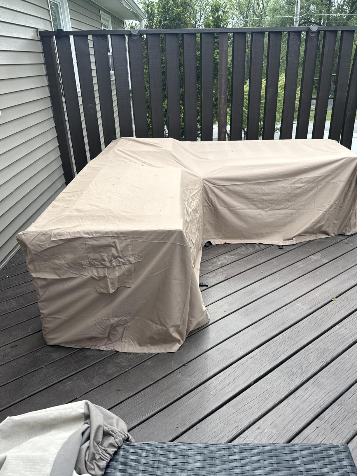 Easy-Going 600D Patio V-Shaped Sectional Sofa Cover, Waterproof Outdoor Sectional Cover, Heavy Duty Garden Furniture Cover with Air Vent 89