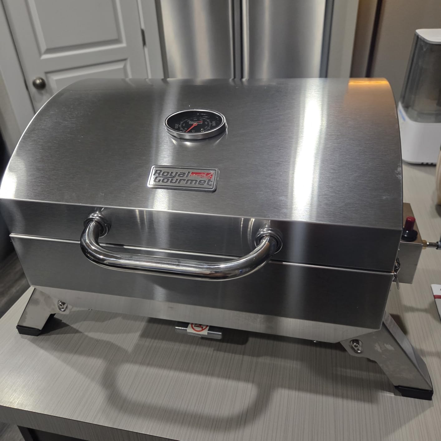 Royal Gourmet GT1001 Stainless Steel Portable Grill, 10000 BTU BBQ Tabletop Gas Grill with Folding Legs and Lockable Lid, Outdoor Camping, Deck and Tailgating, Silver customer photo 1