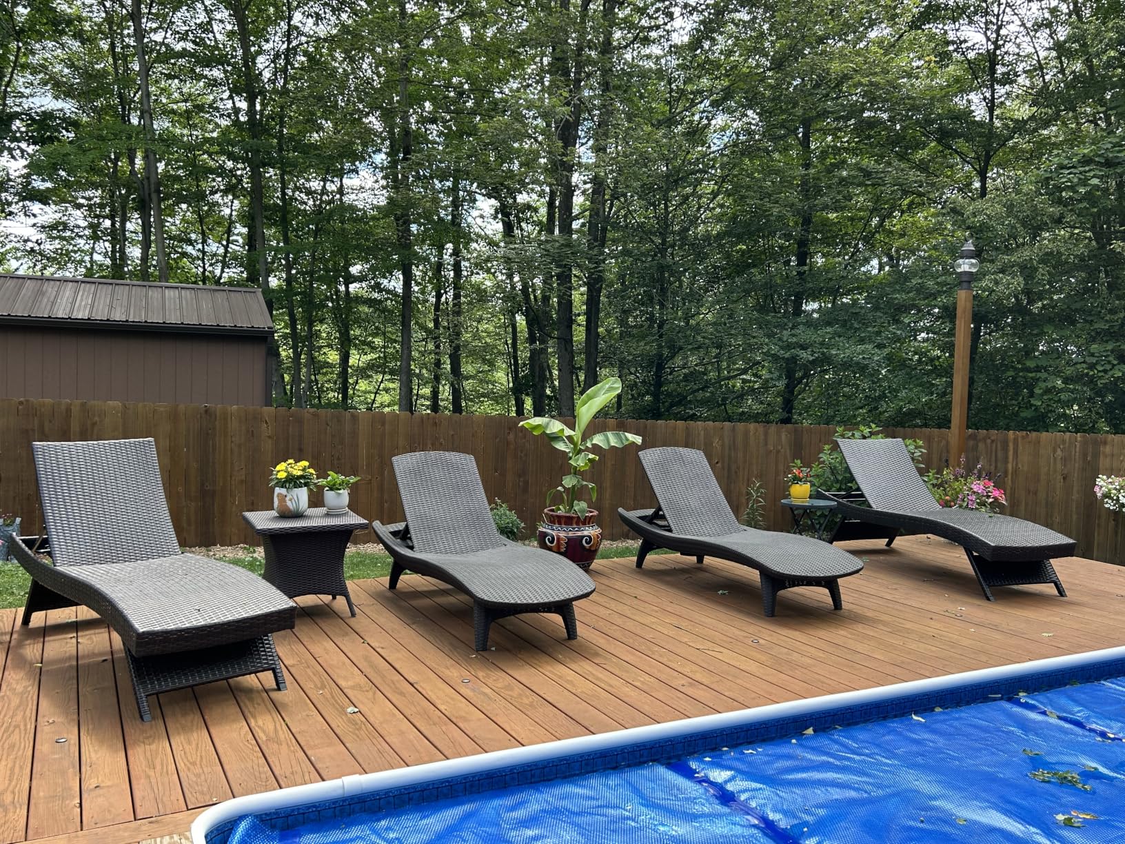 79'' Long Reclining Chaise Lounge Set (Set of 2), Outdoor Wicker Reclining Lounge Chair Patio Rattan Double Chaise Lounge Lawn Sunbathing Chairs Beach Pool Backrest Recliners (Set of 2) customer photo 1