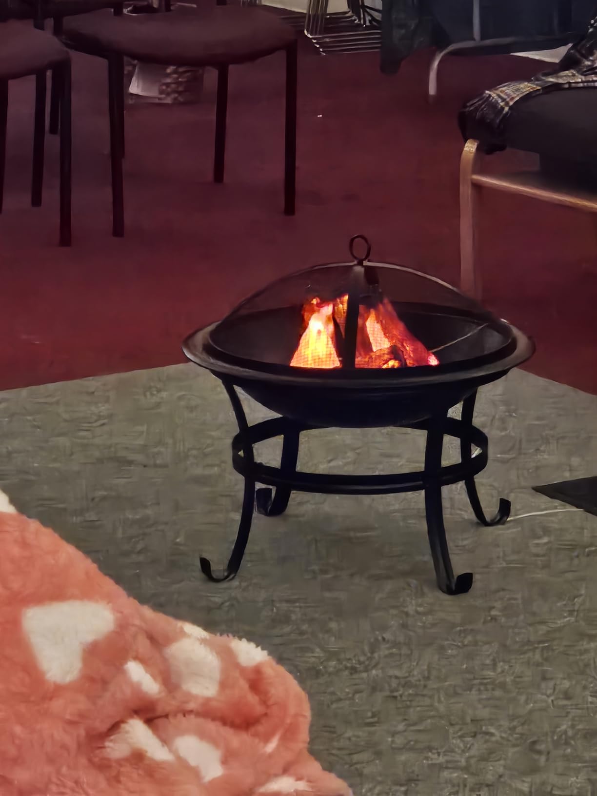 Gas One 22 in Outdoor– Wood Burning Fire Pit with Mesh Lid and Fire Picker – Durable Alloy Steel Fire Pits for Outside – Small Fire Pit for Backyard, Porch, Deck, Camping, BBQ customer photo 1