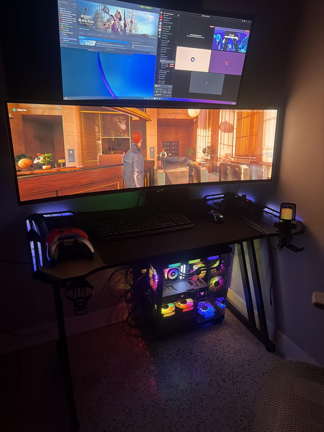 HLDIRECT 47 Inch Gaming Desk with App-Controlled RGB LED Lights, Black customer photo 1