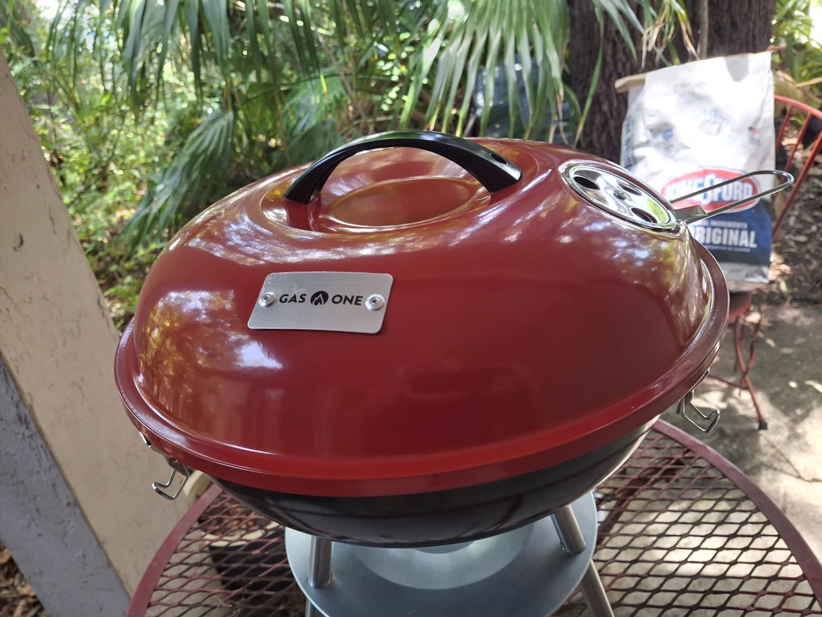 Gas One - 14-inch Portable Barbecue Grill with 3-Point Locking Lid for Heat Preservation - Dual Venting System - Small Charcoal Grill for Backyard, Camping, Boat customer photo 1
