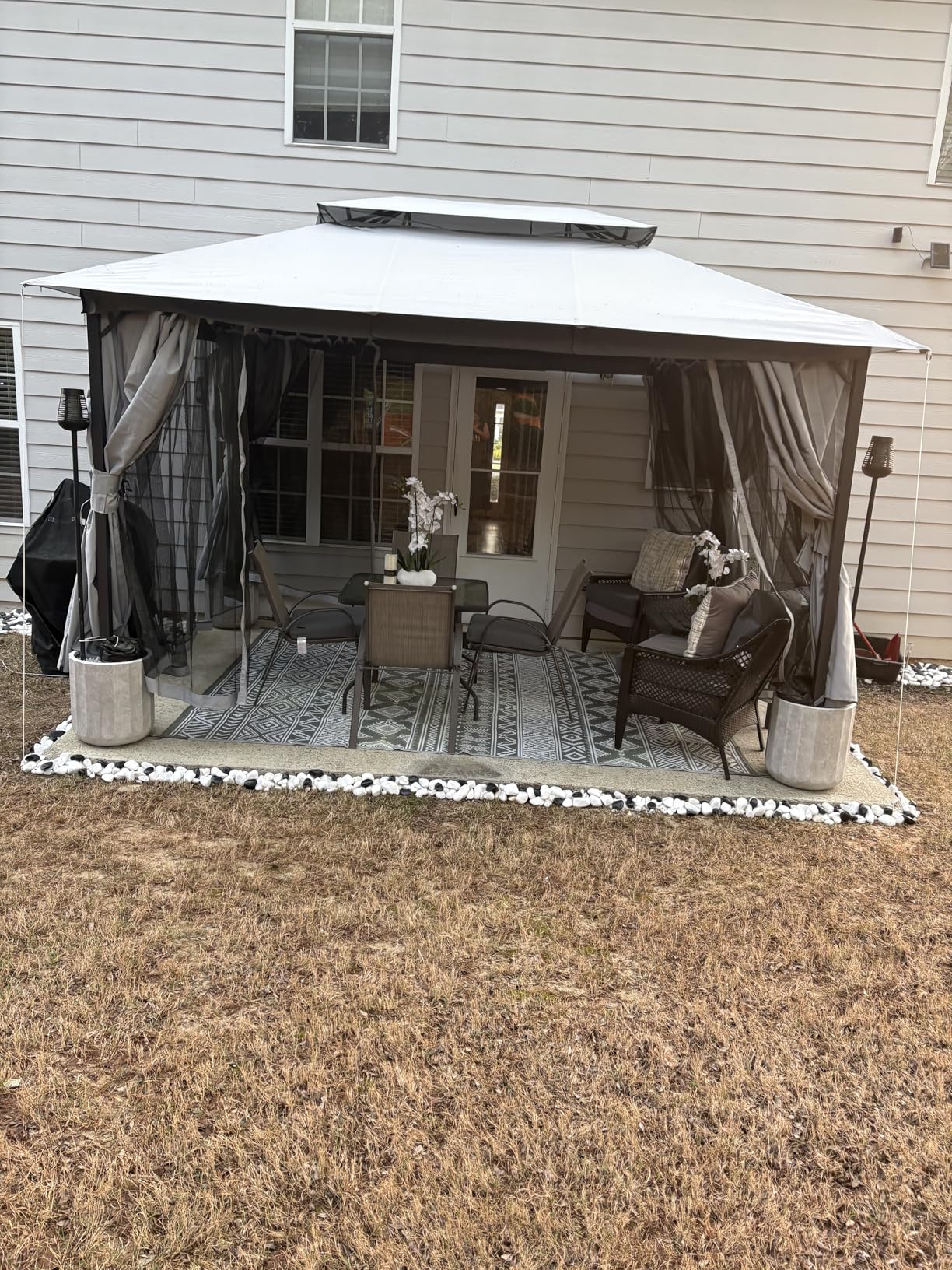 LAUSAINT HOME 10x13 Gazebo Canopy with Netting, Curtains & Double Roof customer photo 2