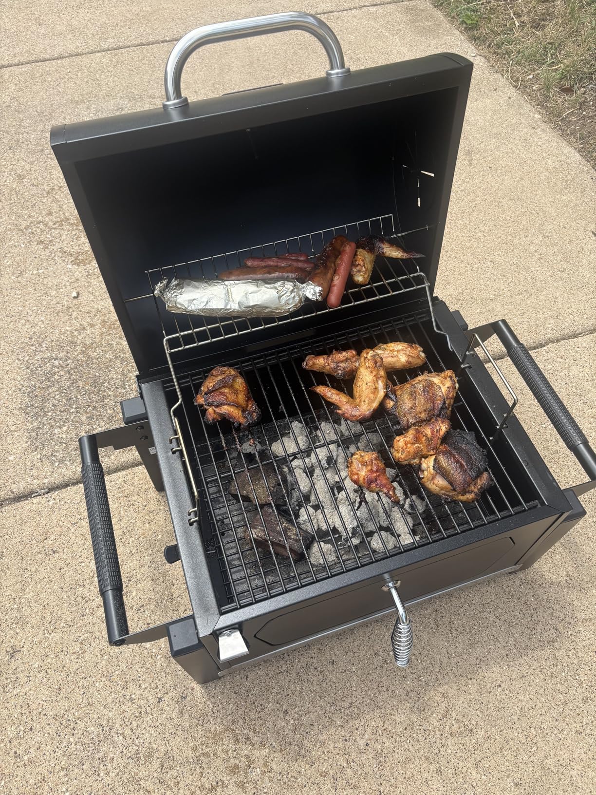 Royal Gourmet CD1519 Portable Charcoal Grill with Warming Rack, Tabletop Charcoal Grill with 303 Sq. In Cooking Area for Outdoor Camping and Picnic Grilling, Black customer photo 2