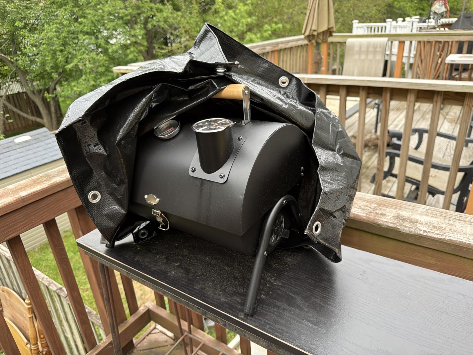 Joyfair Portable Charcoal Grill with Thermometer, Small Tabletop Barbecue Grill for Outdoor Camping Backyard Party BBQ Cooking, Extra Thick Steel & Heavy Duty, Innovative Design & Easy Assembly customer photo 2