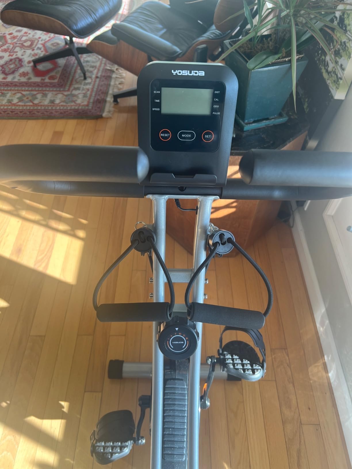 YOSUDA Folding Exercise Bike, 5 IN 1 Foldable Stationary Bike for Seniors | Upgraded Indoor Workout Bikes with 6.6 LBS Flywheel, 380 LBS Capacity and 16-Level Magnetic Resistance, Back Support Cushion customer photo 2
