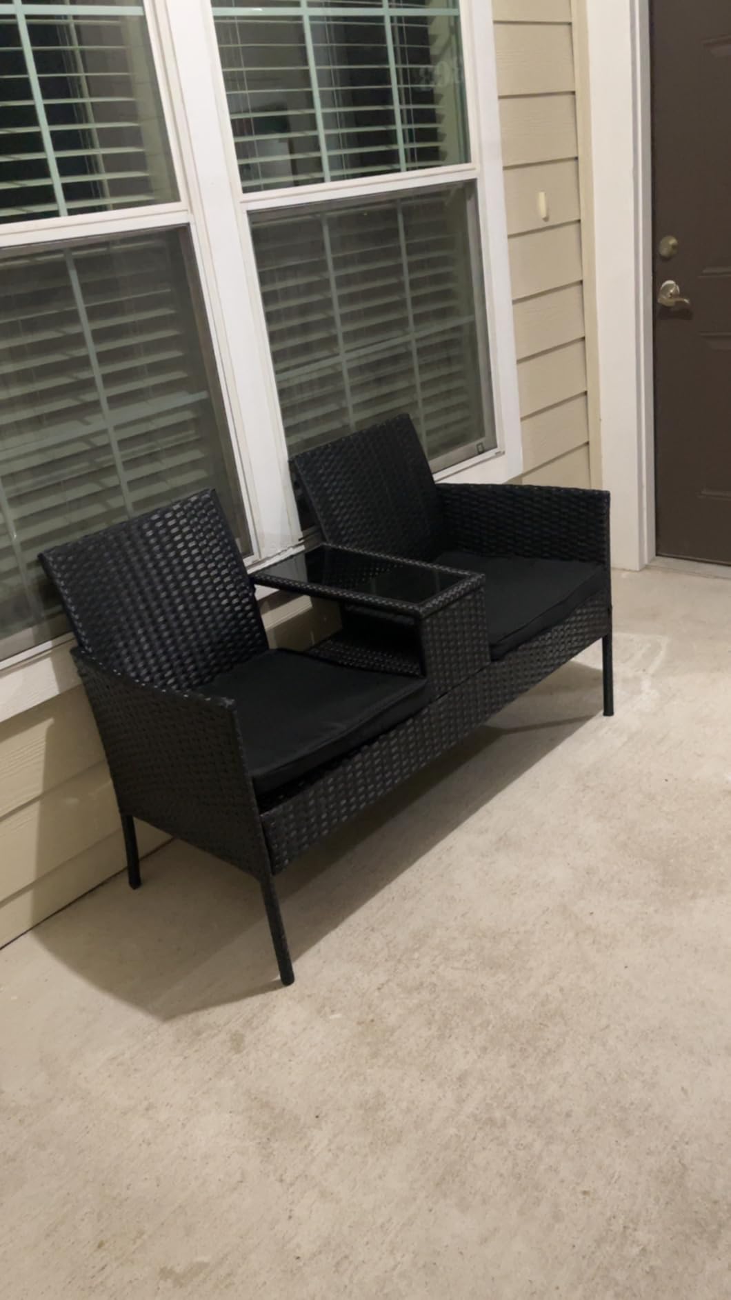 Kromax Wicker 2 Seat Patio Loveseat, Outdoor Rattan Loveseat with Table customer photo 2