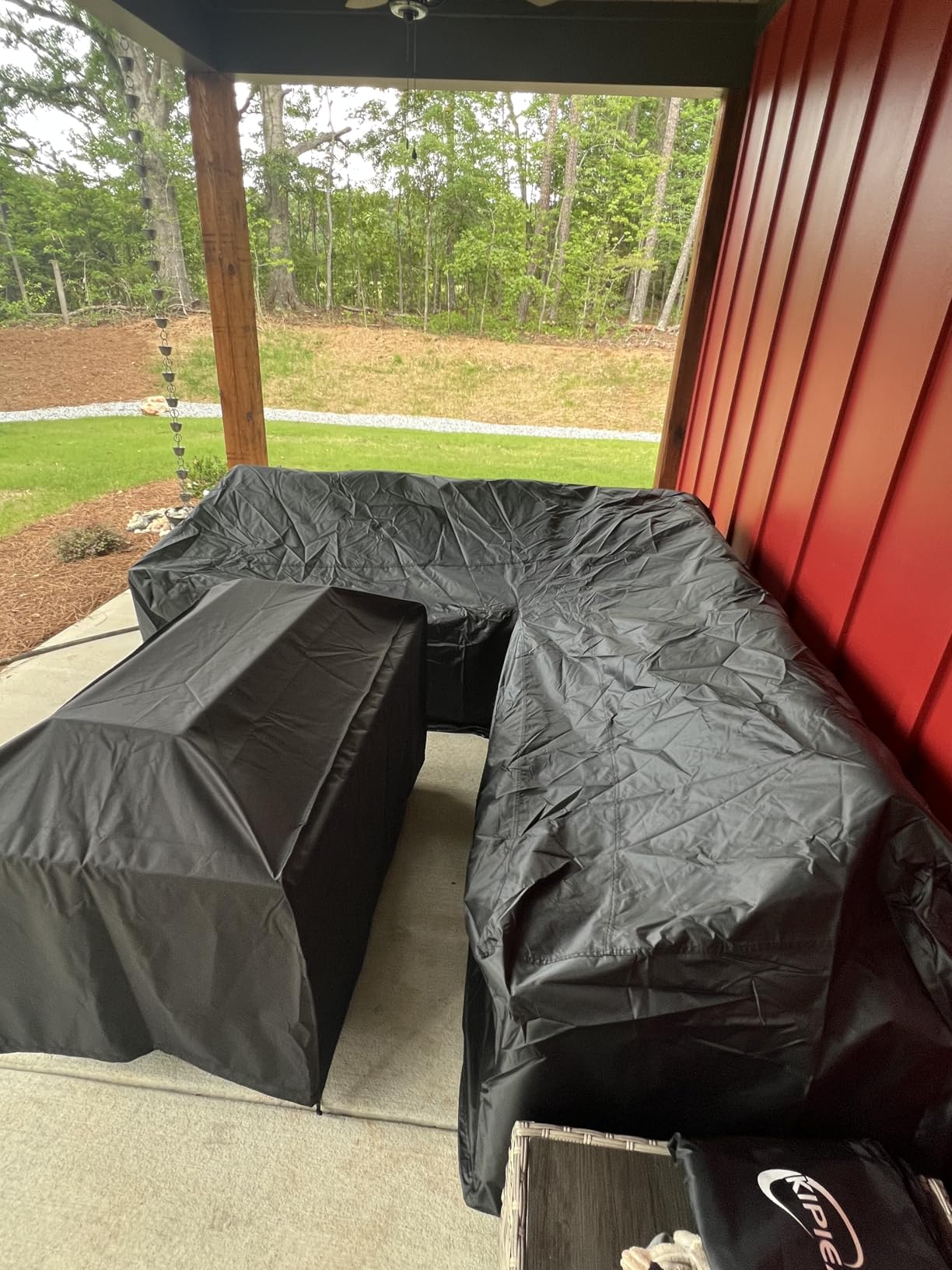 Kipiea Patio L-Shaped Sectional Sofa Cover, 420D Heavy-Duty Oxford Fabric Outdoor Sectional Cover with 6 Windproof Buckles, No Tears Anti UV No Fading (Right Facing, 104
