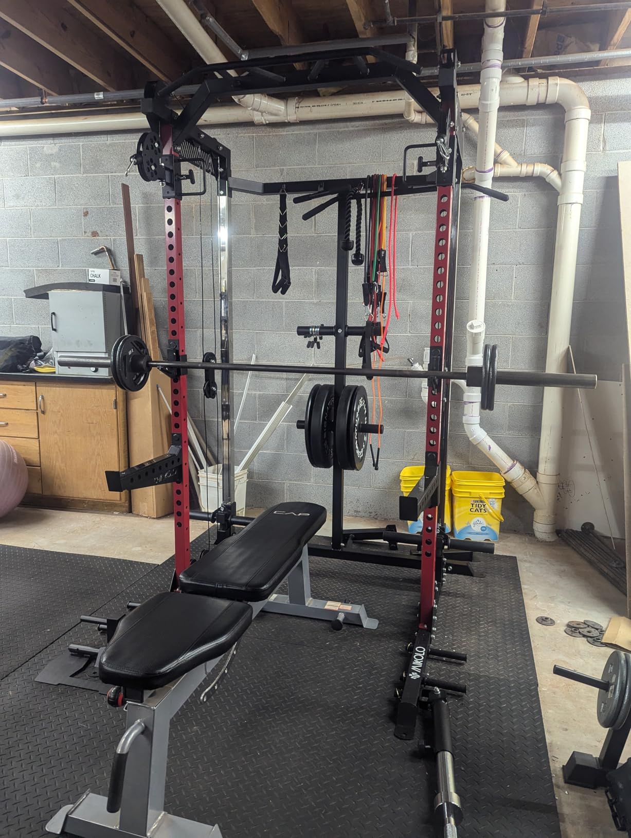 Mikolo Power Cage, 2000LB Power Rack with Independent Dual Pulley System, Multi-Function Home Gym Workout Machine for Cable Crossover and Squat customer photo 2