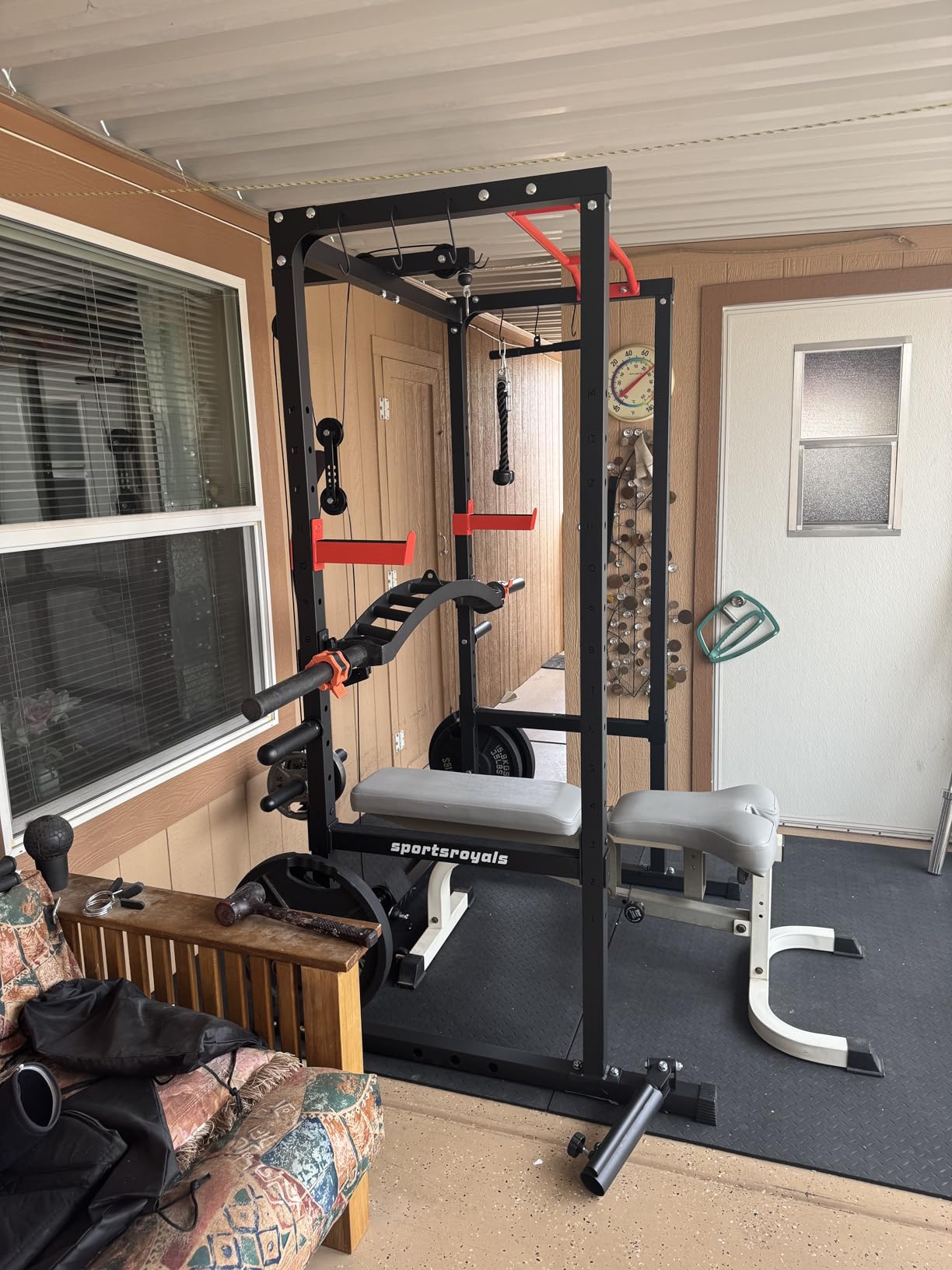 SPORTSROYALS Power Rack, Multi-Functional Power Cage, Squat Rack with Pulley System & LAT Pull Down customer photo 2