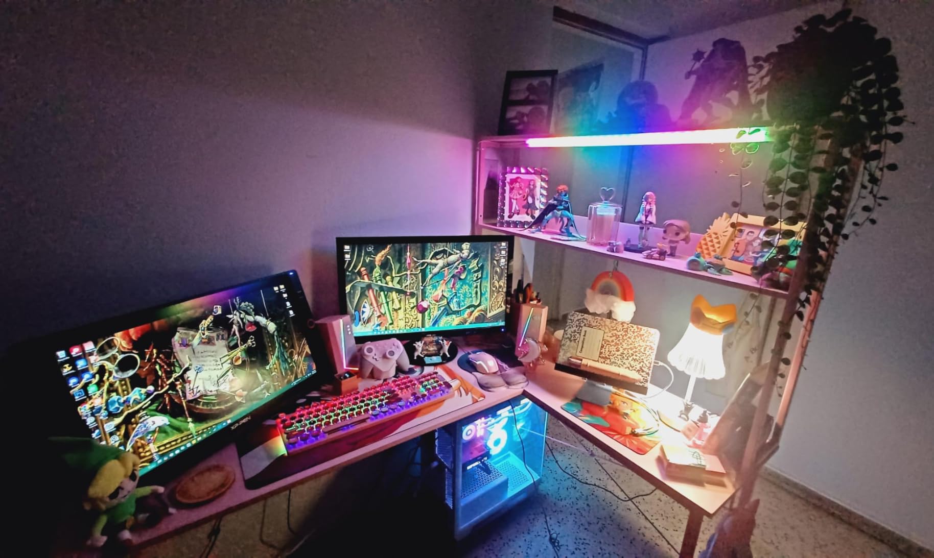 AODK L Shaped Desk Gaming Desk with LED Light & Power Outlet customer photo 1