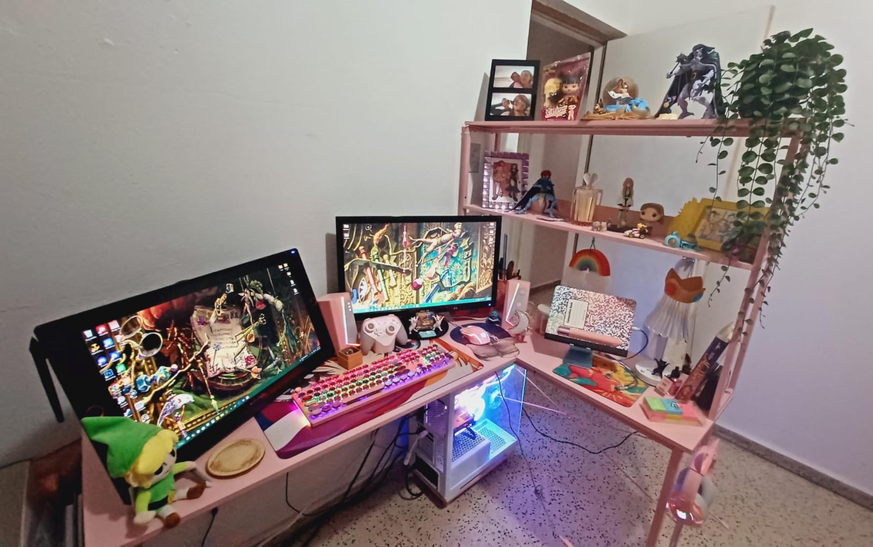 AODK L Shaped Desk Gaming Desk with LED Light & Power Outlet customer photo 2