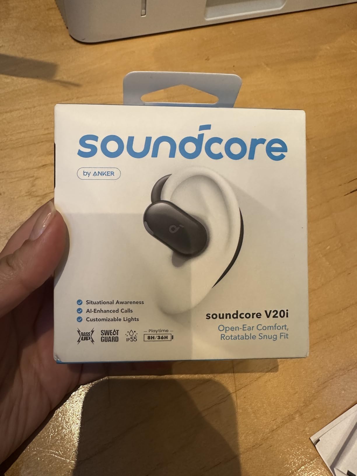 Soundcore V20i by Anker Open Ear Earbuds, Open Ear Headphones True Wireless | Adjustable Hooks, Ultra-Comfort, Snug Fit, Power Sound, Clear Calls, IP55, 36H Playtime, Bluetooth 5.4, Multipoint Connection customer photo 2