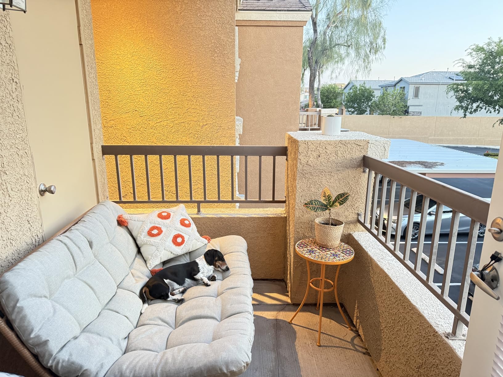 Outdoor Loveseat, Boho Rattan Patio Couch with Soft Cushion (Beige) customer photo 1