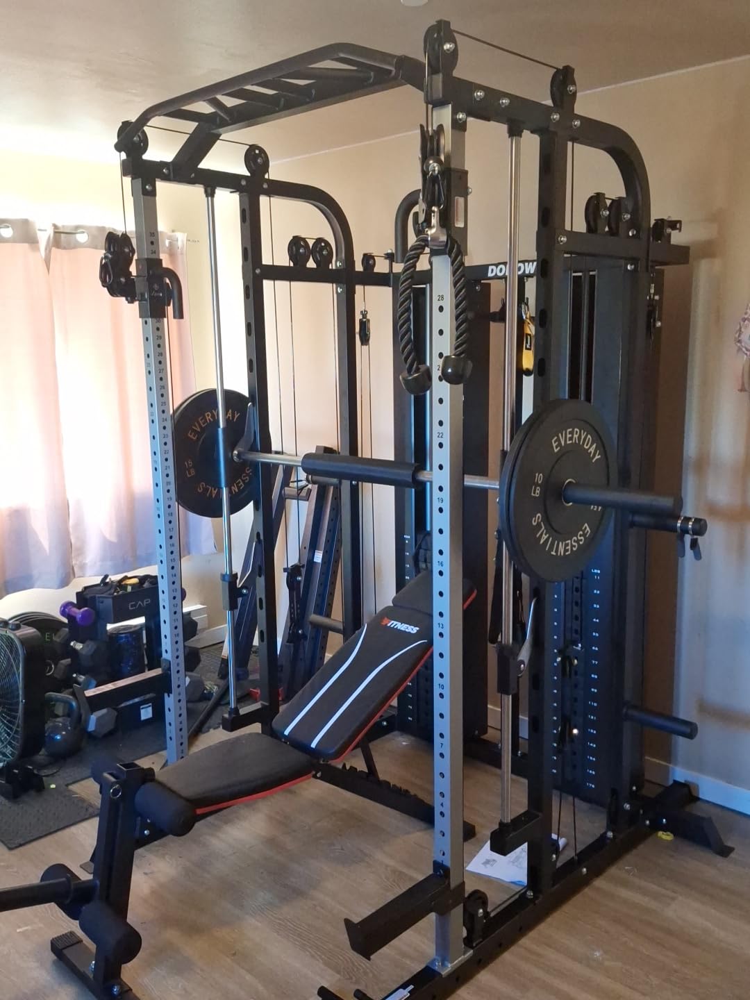 DONOW Smith Machine with Weight Stacks Home Gym System Cable Crossover | Multi Function, All in One, Heavy Duty, Lat Pulldown Bench, Hip Thrust Attachment, Smooth Smith Bar and Cable System customer photo 2